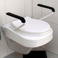 Toilettensitzerhöhung mit Deckel und Armlehne